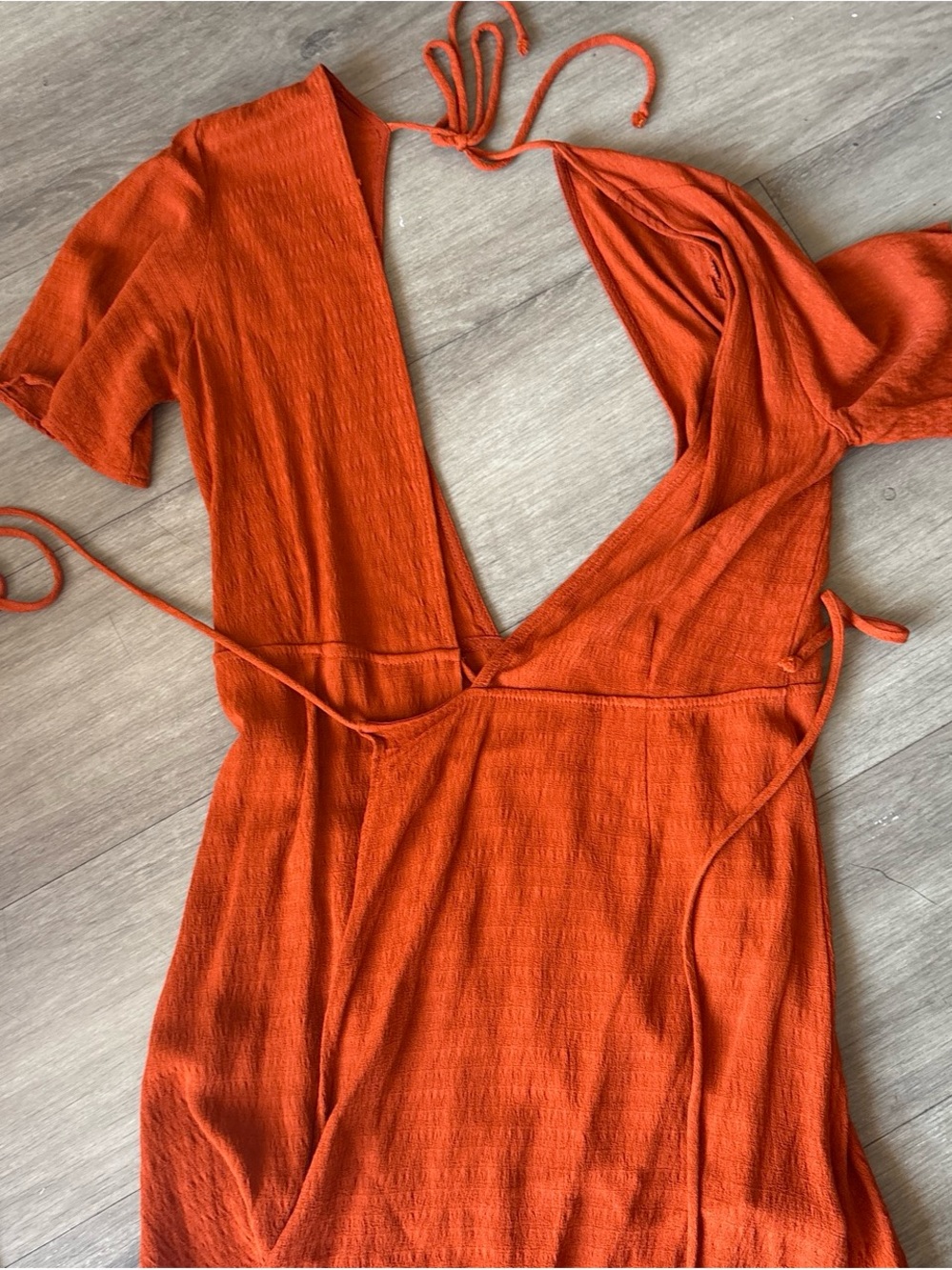 Whimsy + Row Orange V-Neck Open-Back Slip Dress